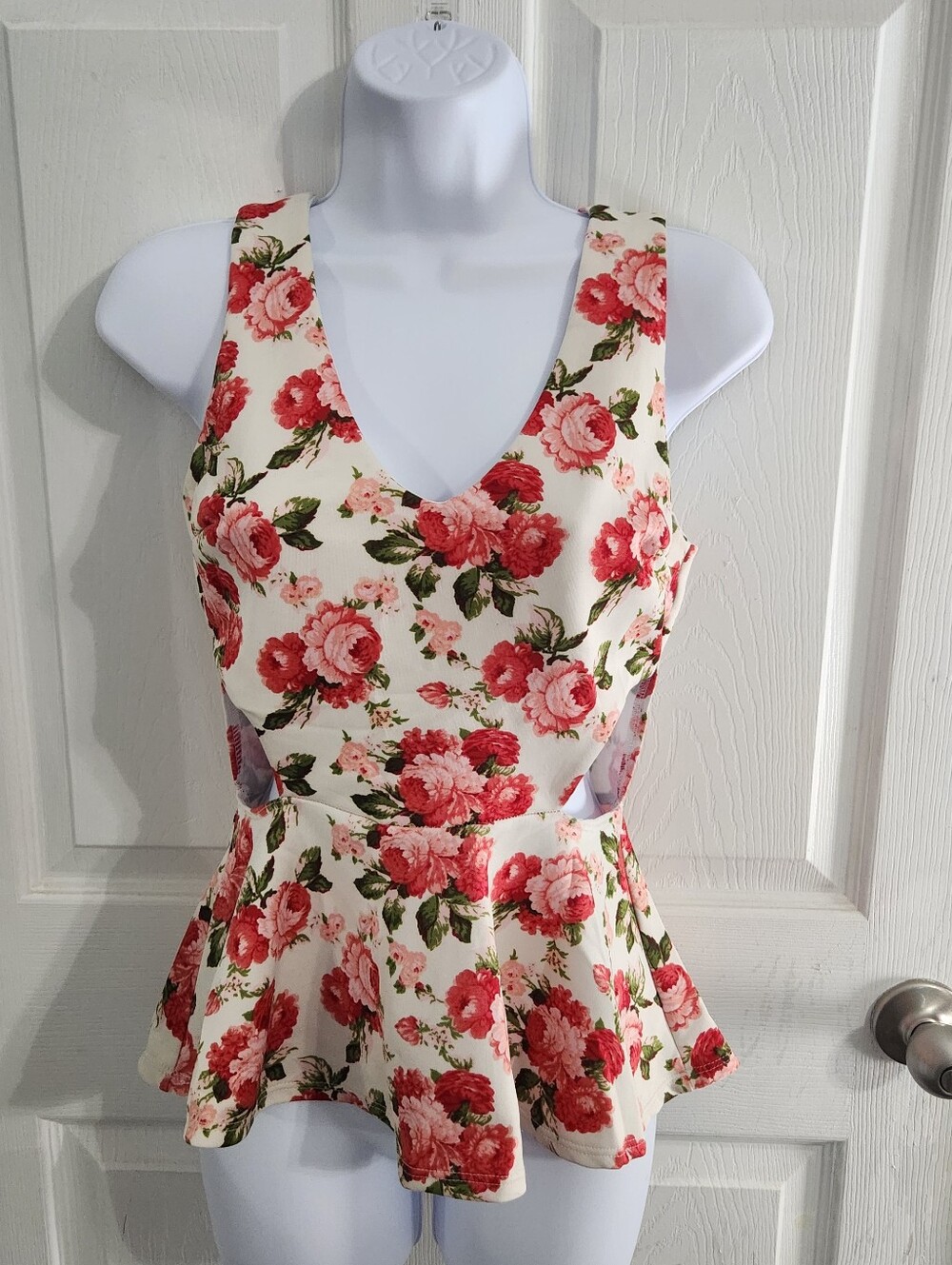 Wet seal Peplum cut out blouse y2k coquette Garden floral feminine Large